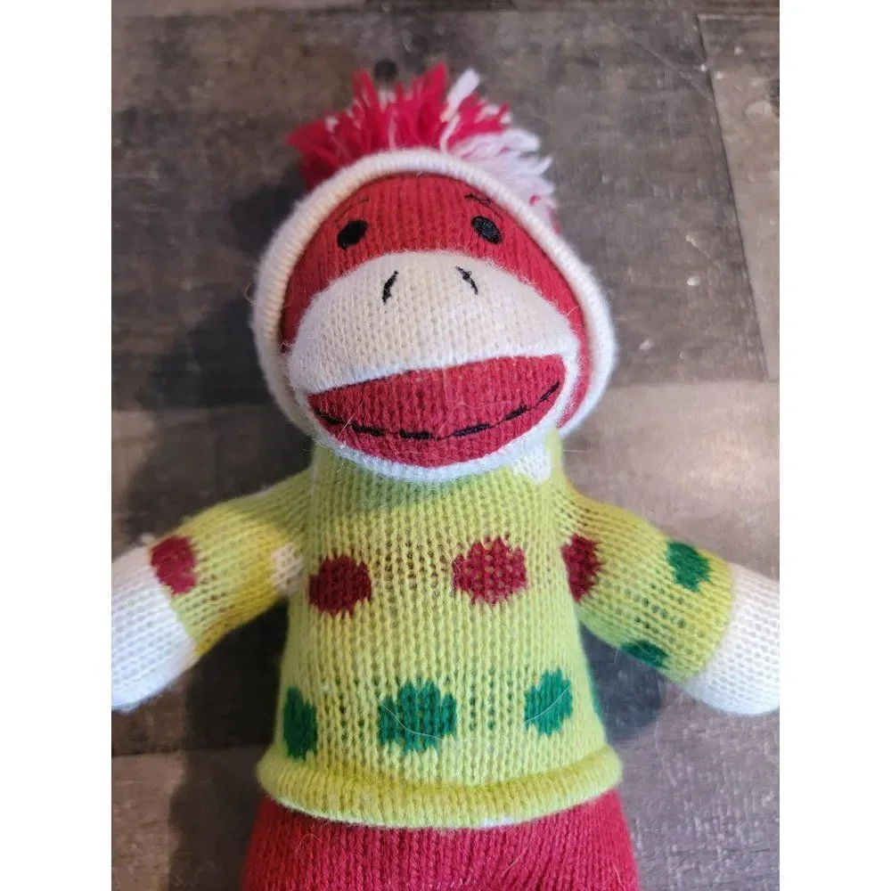 Dandee red sock monkey polka‎ dot plush stuffed animal
